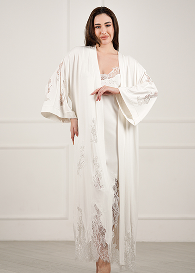 Халат з віскози Miranda з мереживом