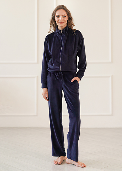 Велюровий бомбер Navy