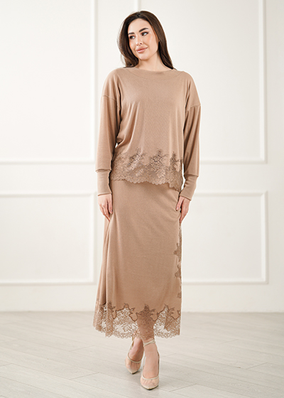 Віскозний костюм зі спідницею Sandrine з мереживом